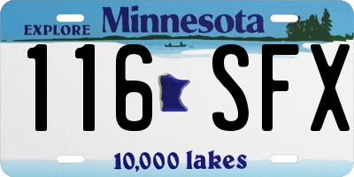 MN license plate 116SFX