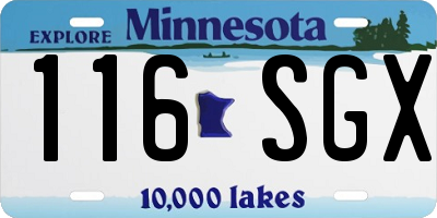 MN license plate 116SGX