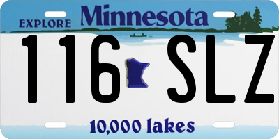MN license plate 116SLZ