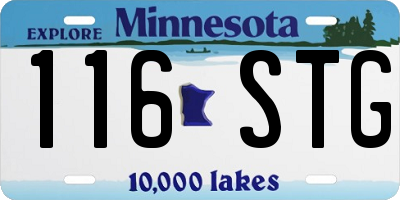 MN license plate 116STG