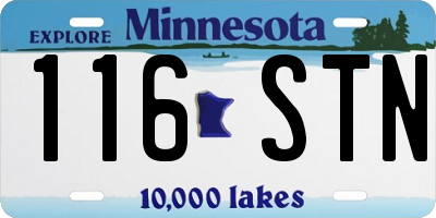 MN license plate 116STN