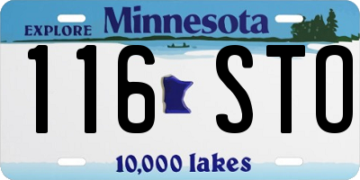 MN license plate 116STO