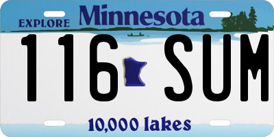 MN license plate 116SUM