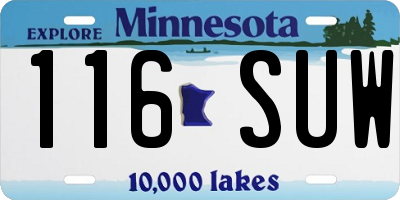 MN license plate 116SUW