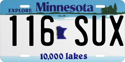 MN license plate 116SUX