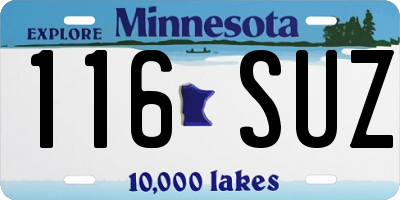 MN license plate 116SUZ