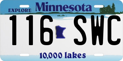 MN license plate 116SWC