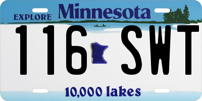 MN license plate 116SWT