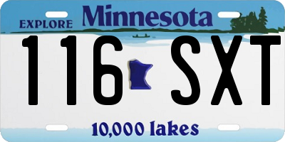 MN license plate 116SXT