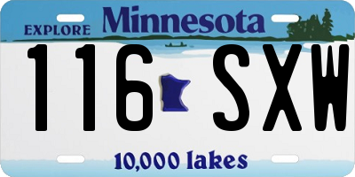 MN license plate 116SXW