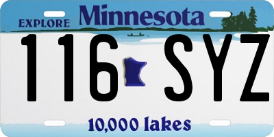 MN license plate 116SYZ