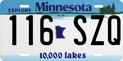 MN license plate 116SZQ