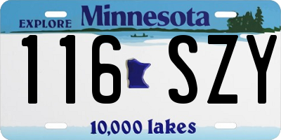 MN license plate 116SZY