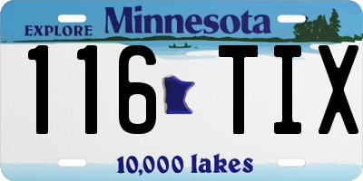 MN license plate 116TIX