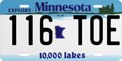 MN license plate 116TOE