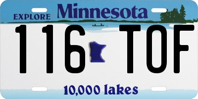 MN license plate 116TOF