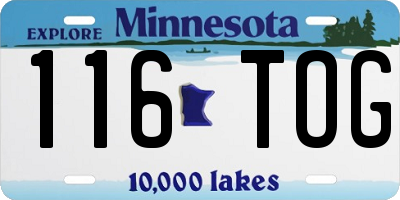 MN license plate 116TOG