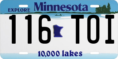 MN license plate 116TOI