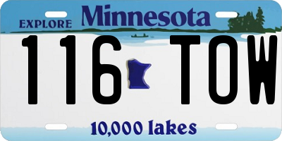 MN license plate 116TOW