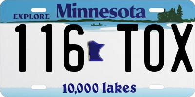 MN license plate 116TOX