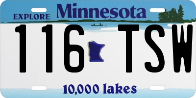 MN license plate 116TSW