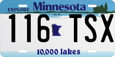 MN license plate 116TSX