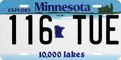 MN license plate 116TUE