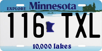MN license plate 116TXL