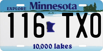 MN license plate 116TXO