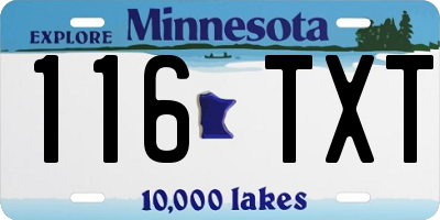 MN license plate 116TXT