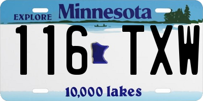 MN license plate 116TXW