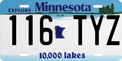 MN license plate 116TYZ
