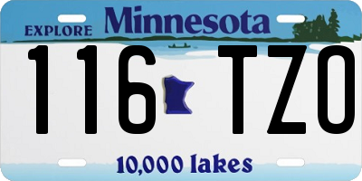 MN license plate 116TZO