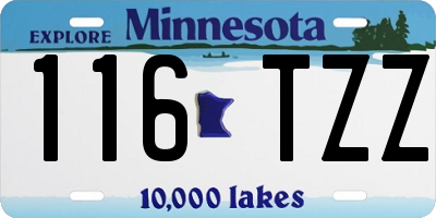 MN license plate 116TZZ