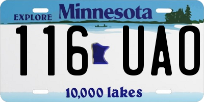 MN license plate 116UAO
