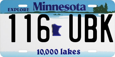 MN license plate 116UBK
