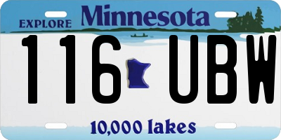 MN license plate 116UBW