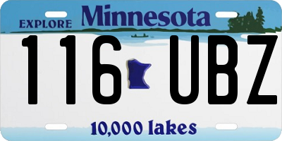 MN license plate 116UBZ