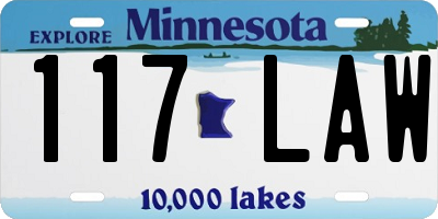 MN license plate 117LAW