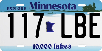 MN license plate 117LBE