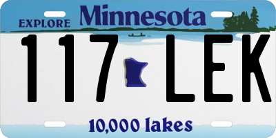 MN license plate 117LEK