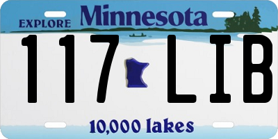 MN license plate 117LIB