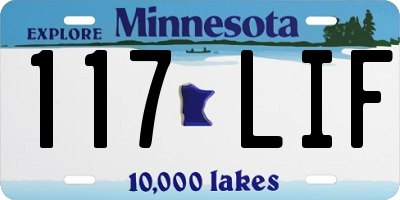 MN license plate 117LIF