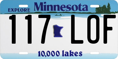 MN license plate 117LOF