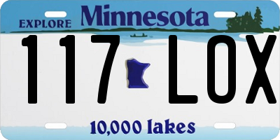 MN license plate 117LOX