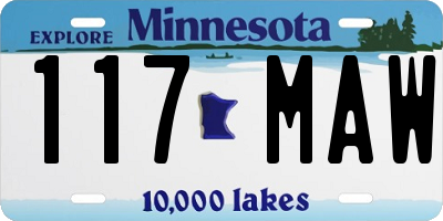 MN license plate 117MAW