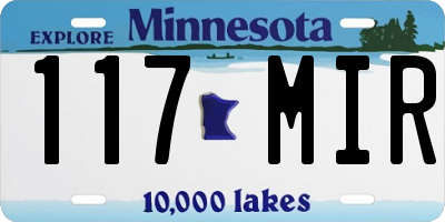 MN license plate 117MIR