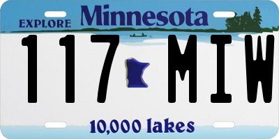 MN license plate 117MIW