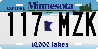 MN license plate 117MZK