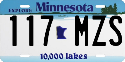 MN license plate 117MZS